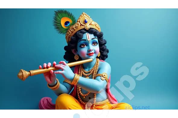 Adorable Baby Krishna Playing the Flute