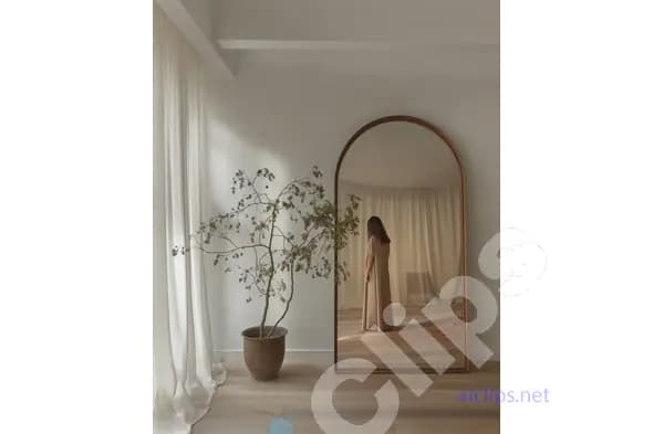 Elegant Mirror Reflection in Minimalist Room
