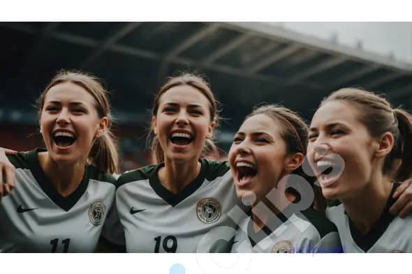 Jubilant Female Soccer Team Celebrating Victory