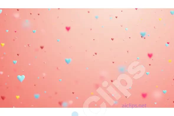 Floating Multicolored Hearts on Peach Background