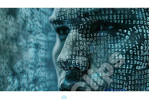 Digital Face with Binary Code