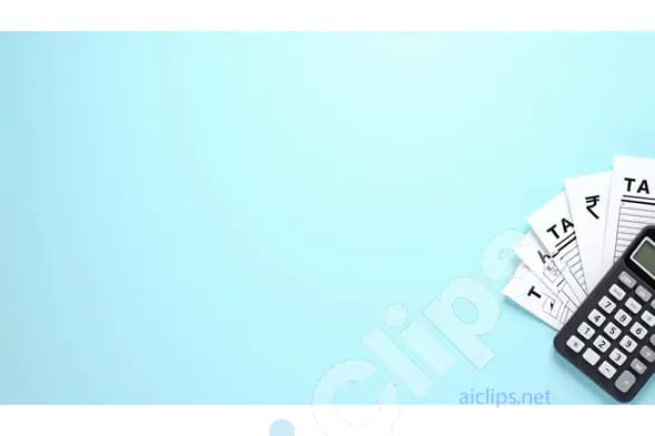 Tax Documents with Calculator on Light Blue Background