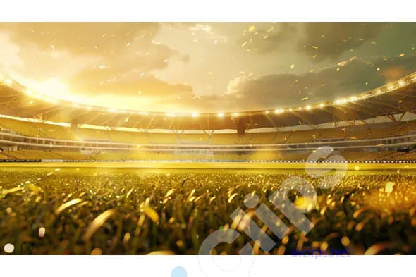 Glowing Cricket Stadium at Sunset