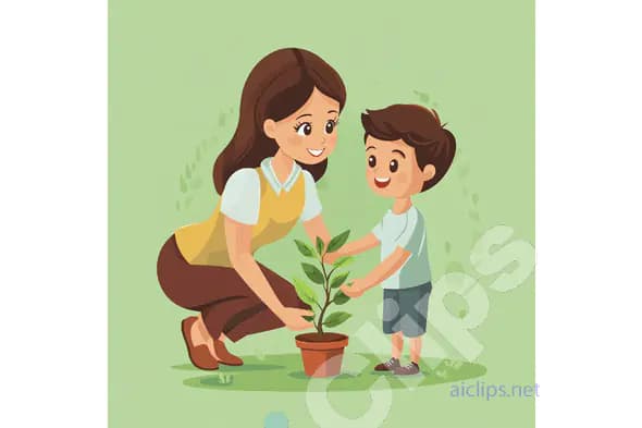 Mother and Child Planting