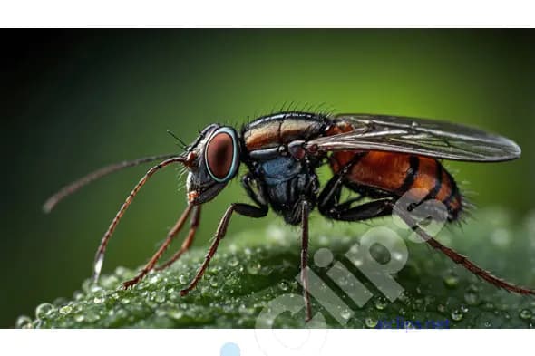 Macro Shot of a Fly on Leaf