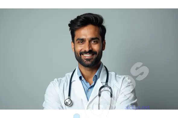 Smiling Young Doctor with Stethoscope in White Coat