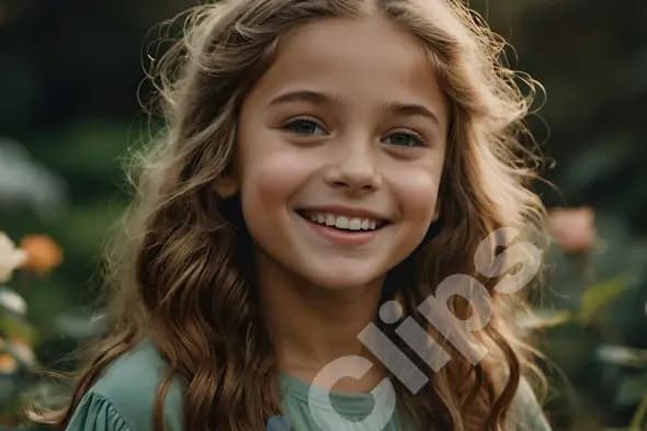Smiling Girl in Garden