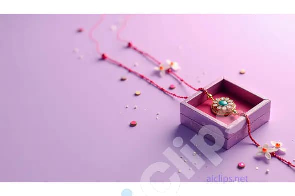 Intricate Rakhi on Lavender Background with Floral Decor