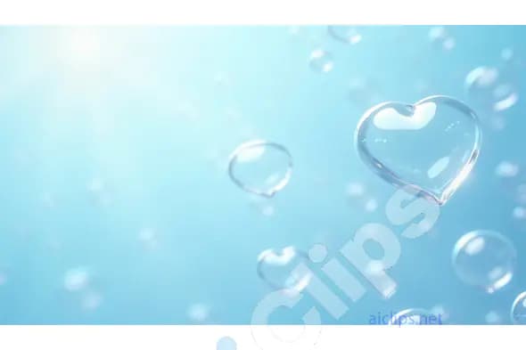 Heart-Shaped Bubbles on Light Blue Background