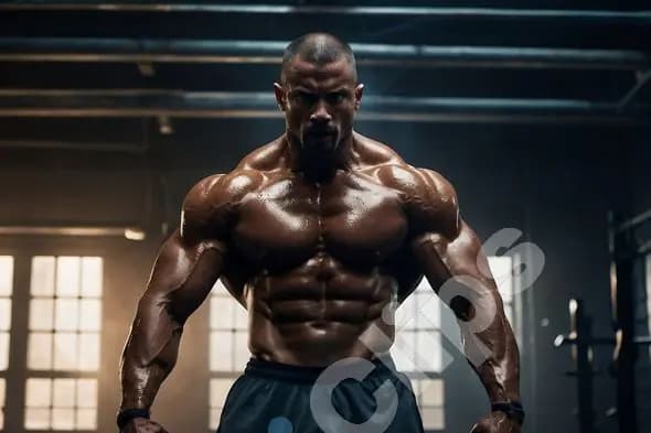 Muscular Bodybuilder in Gym