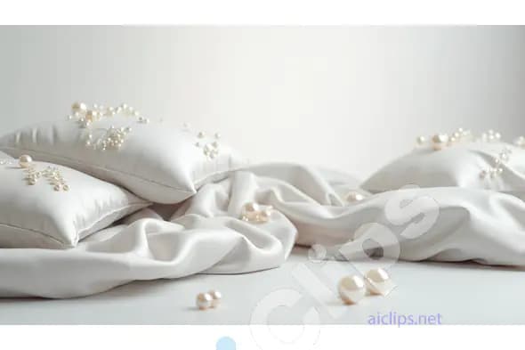 Elegant White Satin Pillows with Pearls