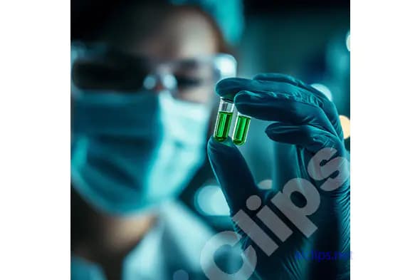 Scientist Holding Green Vials
