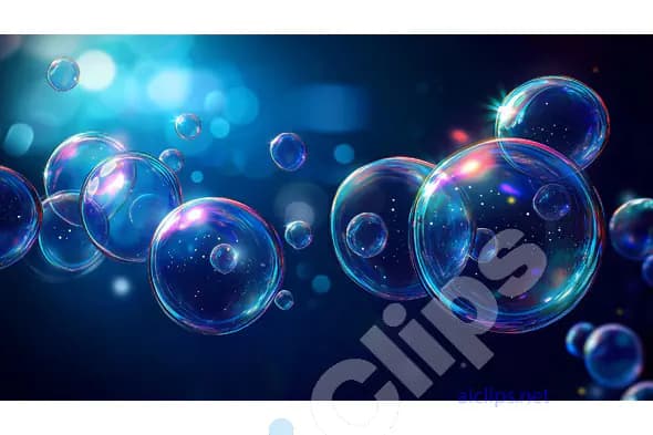 Glowing Soap Bubbles on Blue Background
