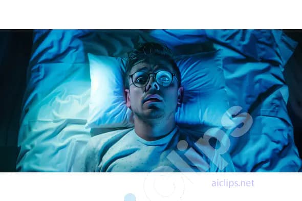 Man Wide Awake in Bed