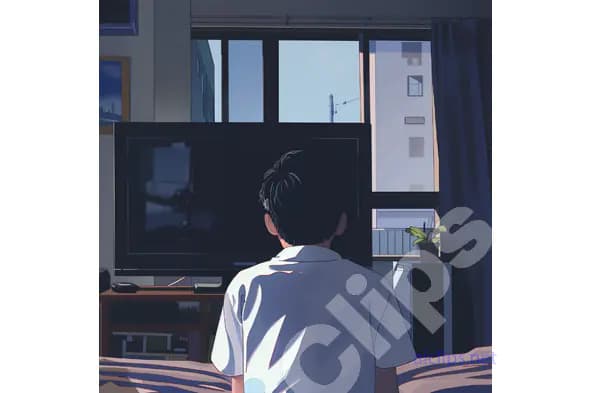 Anime Boy Watching TV