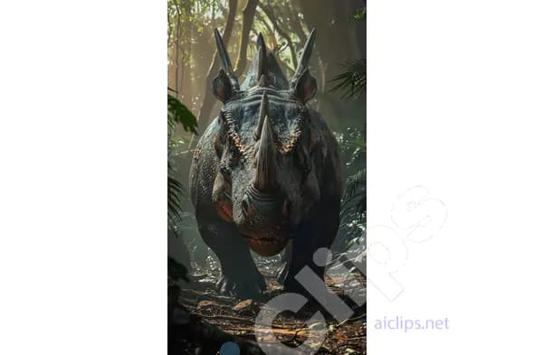 Horned Dinosaur in Jungle