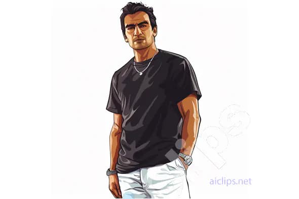 Casual Man in Black T-Shirt