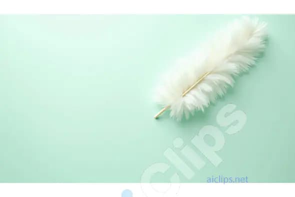 Single White Feather on Mint Green Background