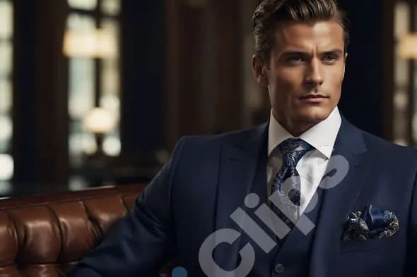 Elegant Man in Blue Suit
