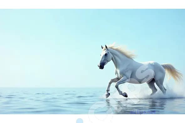 Majestic White Horse Galloping on Water