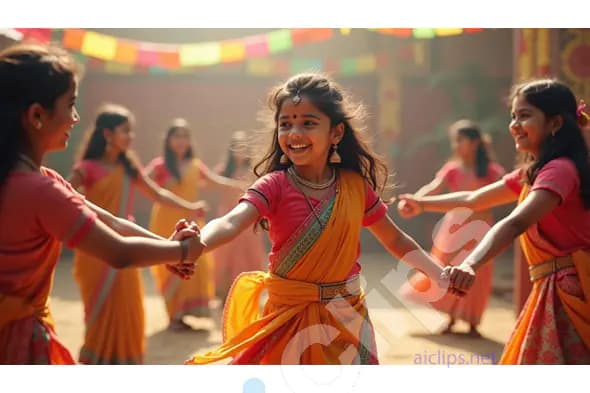 Indian Girls Celebrating Festival with Dance