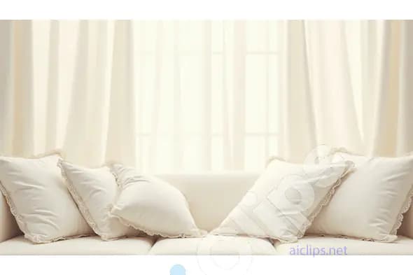 Cozy White Pillows on a Sofa
