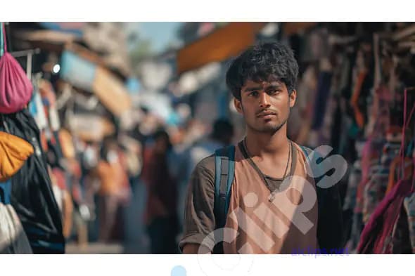 Young Man in an Indian Street Market