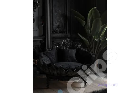 Gothic Black Velvet Chair