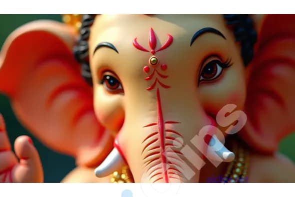 Detailed Close-Up of Lord Ganesha’s Face