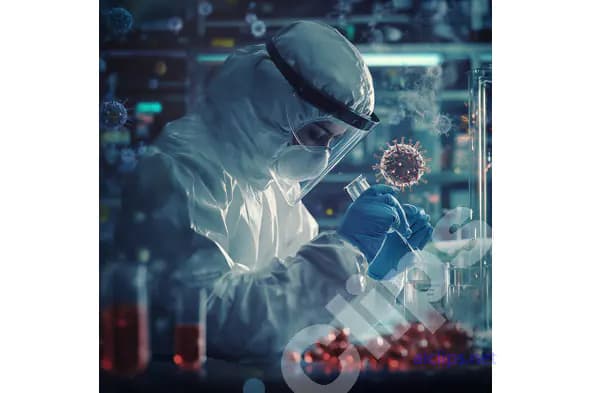 Scientist in Protective Gear Conducting Virus Research