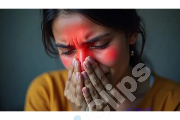 Close-up of Woman Suffering from Sinus Pain