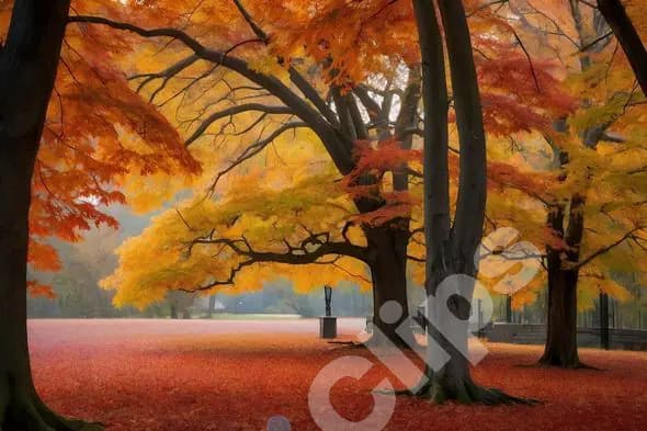 Autumn Trees in Park