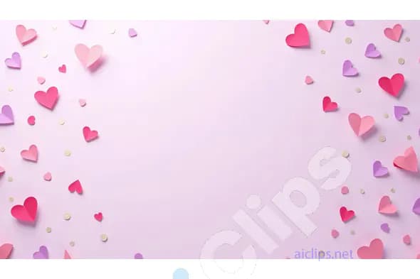 Pink and Purple Paper Hearts Border on Soft Pink Background