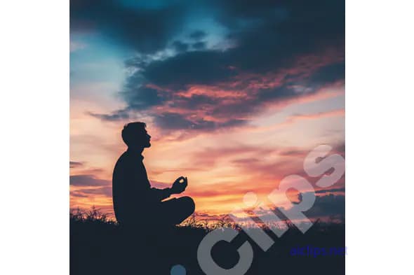 Silhouette of Man Meditating at Sunset