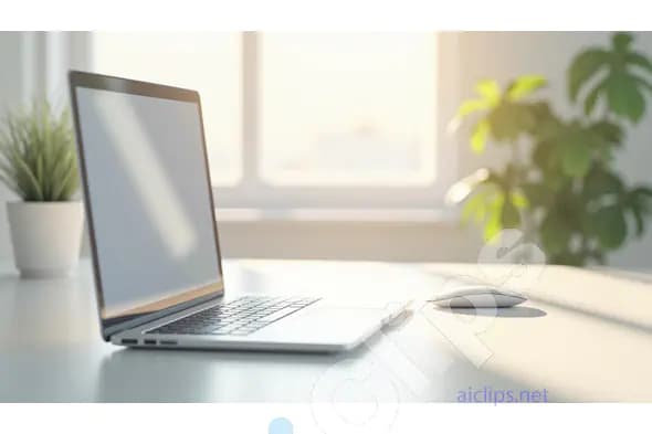 Modern Laptop Workspace with Natural Light and Greenery