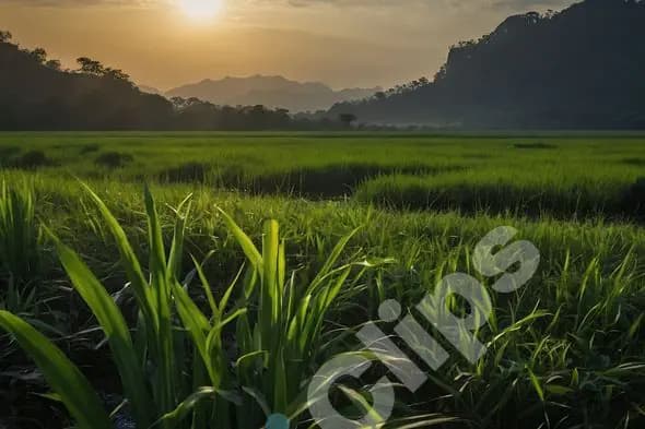 Serene Sunrise Over Lush Green Fields