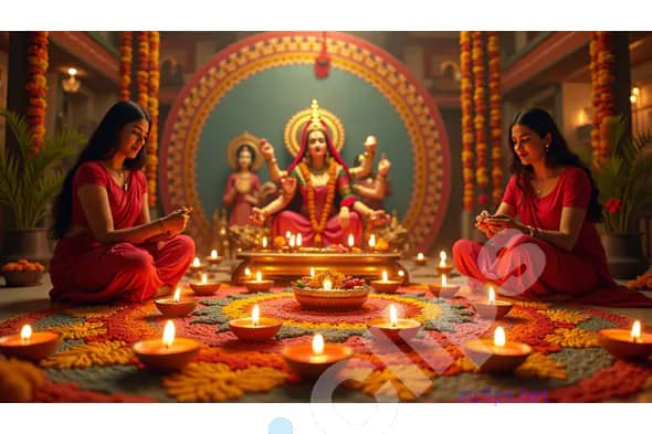 Navratri Celebration with Devotees Performing Aarti