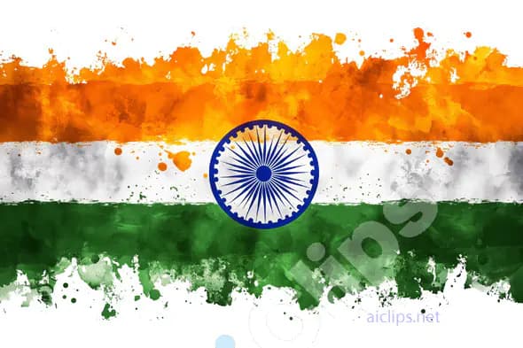 Indian Flag with Artistic Paint Splashes