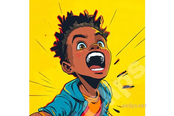 Shouting Cartoon Boy