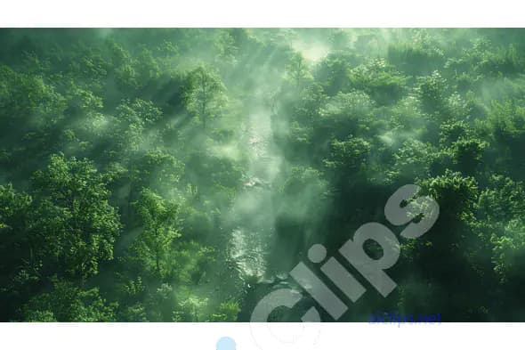 Sunbeams Through Forest Canopy
