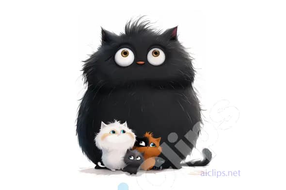 Fluffy Cat Family