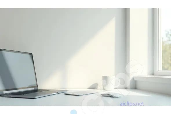 Minimalist Workspace with Laptop and Coffee Mug