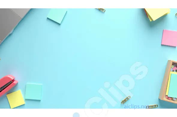 Colorful Office Desk Setup on a Blue Background