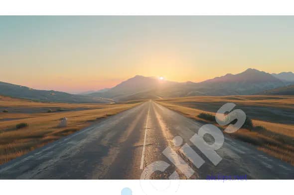 Endless Road to Sunrise in a Mountainous Landscape
