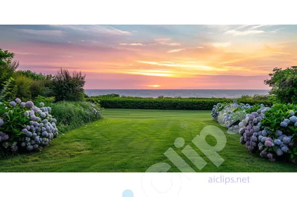 Sunset Over Coastal Garden