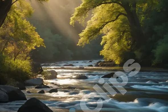 Sunlit Forest River