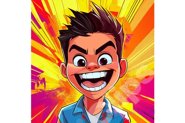 Excited Cartoon Boy