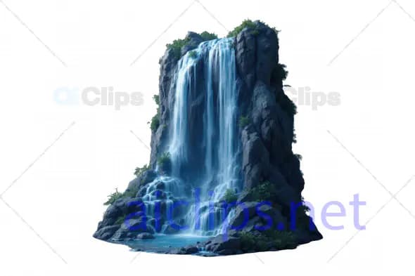 Majestic 3D Waterfall with Cascading Flow and Rocky Terrain