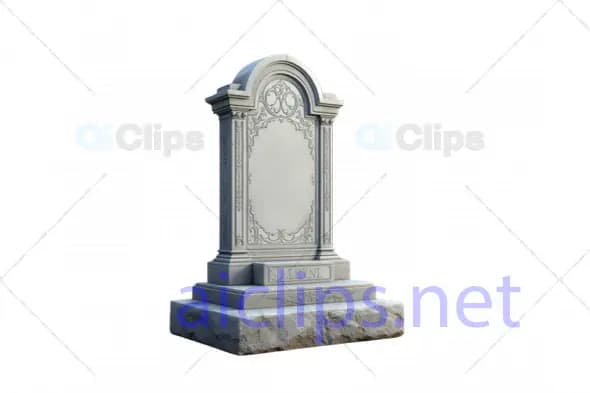 Elegant Classic Gravestone 3D Model - Detailed Memorial Headstone