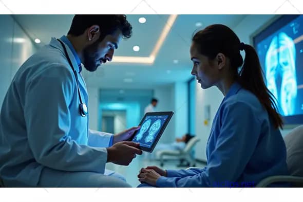 Doctor Discussing Brain Scans with a Patient in a High-Tech Medical Setting